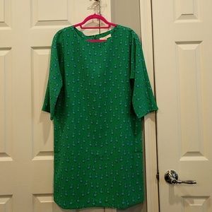 Loft bird print shift dress green Medium